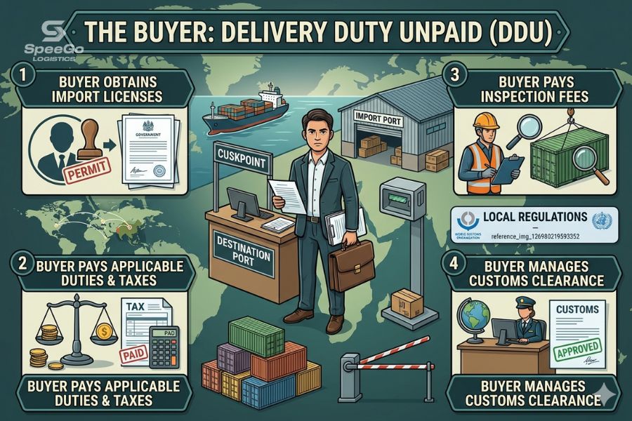 Roles of Buyer under Delivery Duty Unpaid (DDU)
