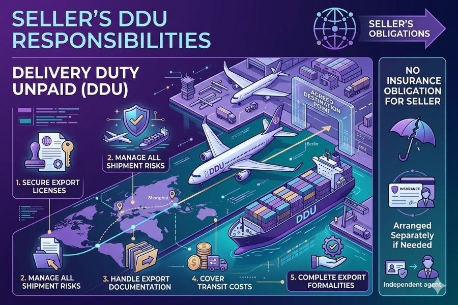 Roles of Seller under Delivery Duty Unpaid (DDU)
